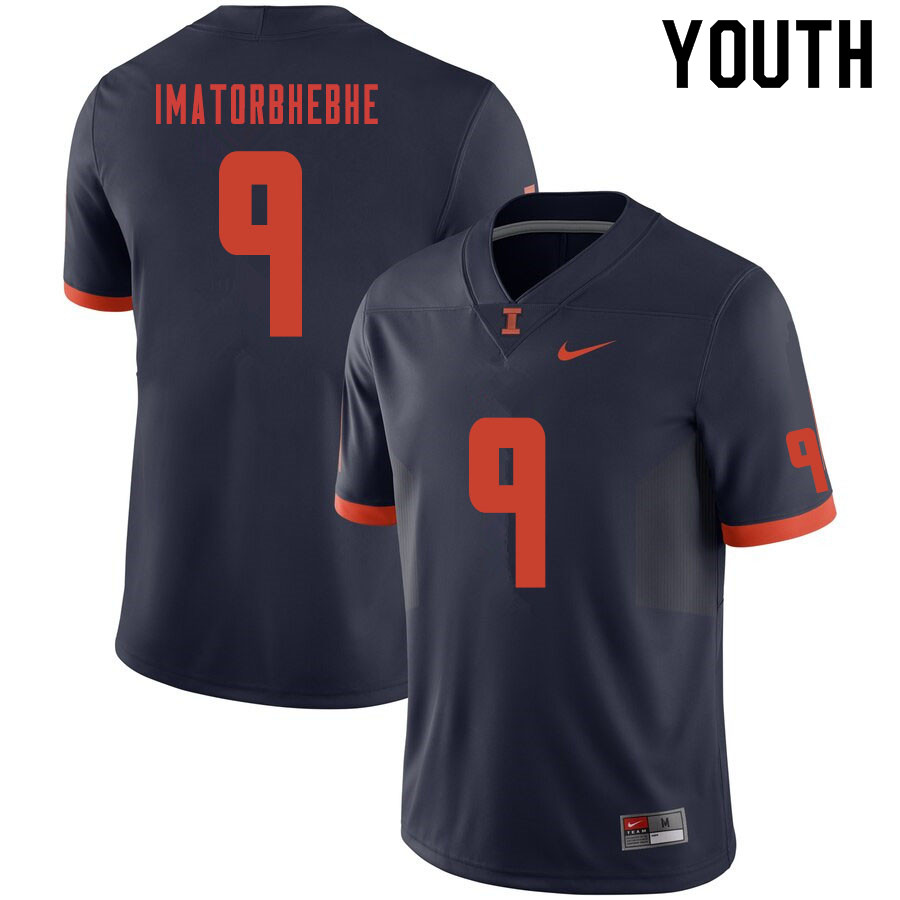 Youth #9 Josh Imatorbhebhe Illinois Fighting Illini College Football Jerseys Sale-Navy